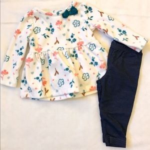 Carters 6-9m Fleece Shirt and Jeggings